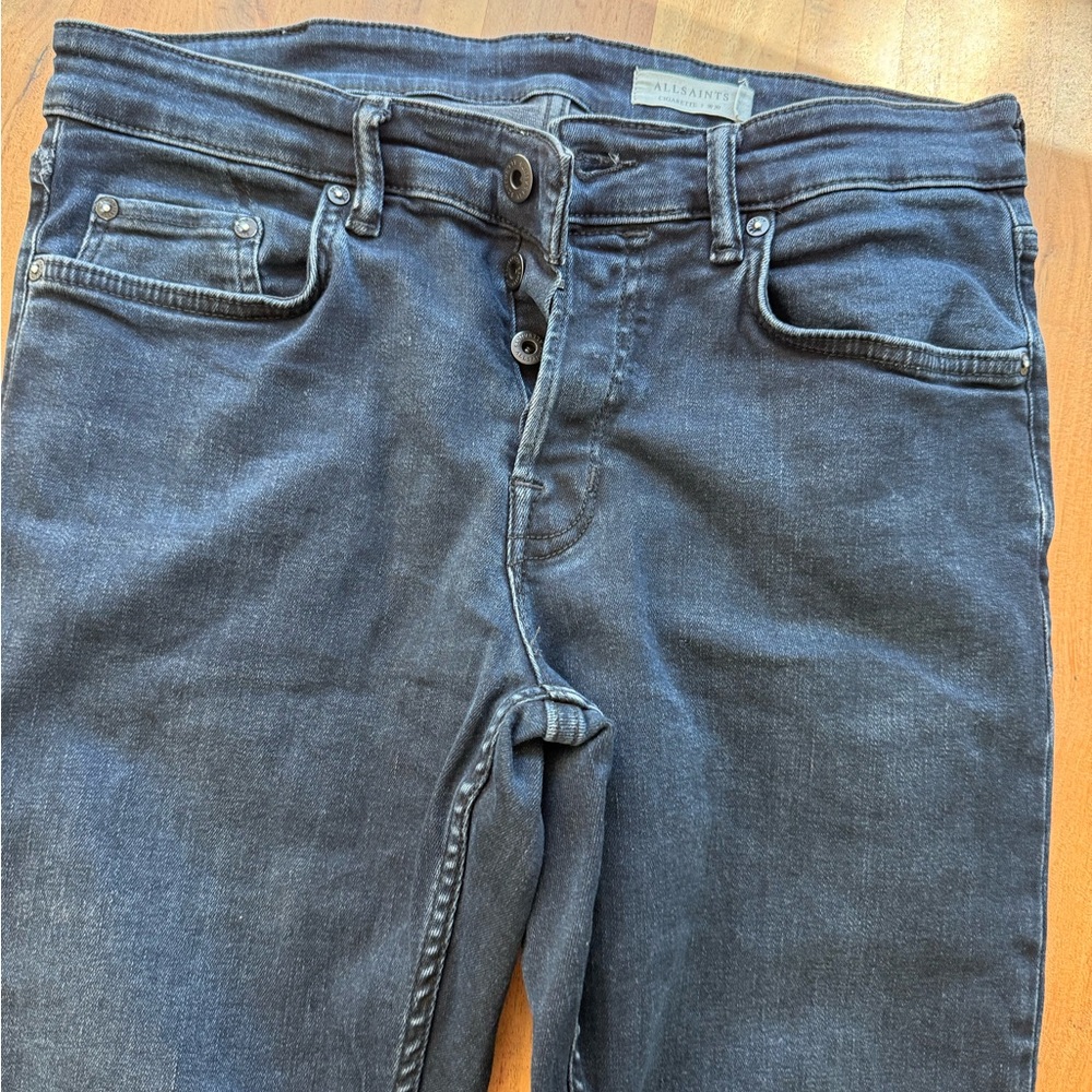 Men's Indigo All Saints Cigarette jeans - Picture 2 of 5